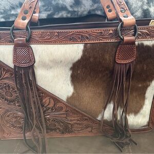 American Darling Brown and Cream Leather Tote